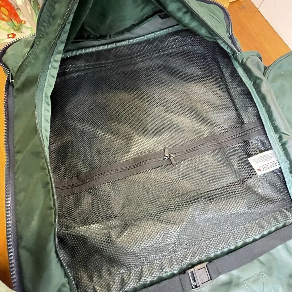 Lands‎ End Lighthouse Vintage Greeen & Blue Nylon Garment Bag Travel USA-Made
